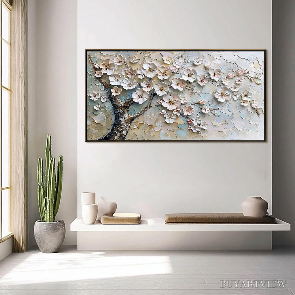 ARTOVITAS Blossom Serenade – Textured Impasto Cherry Blossom Painting - image 4