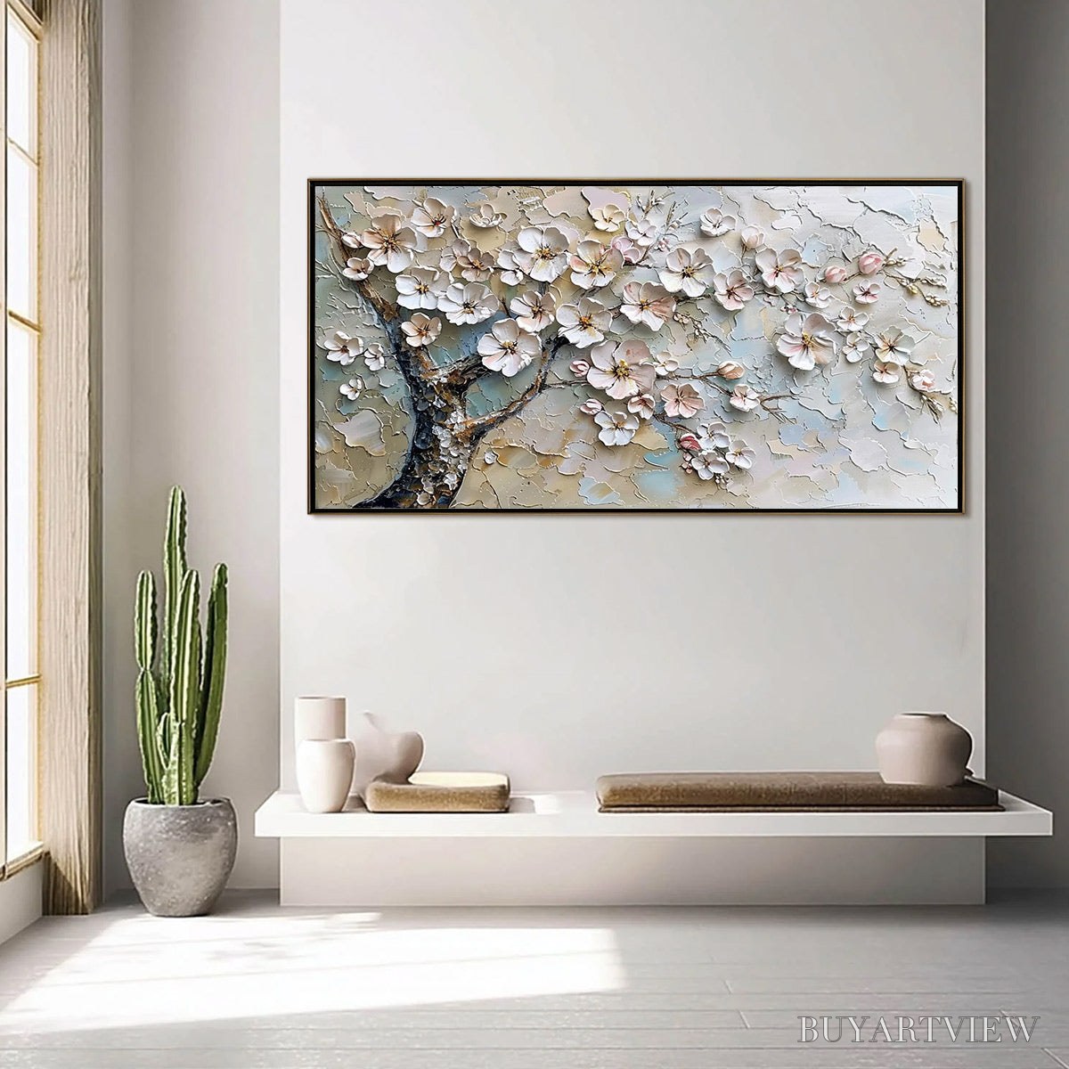 ARTOVITAS Blossom Serenade – Textured Impasto Cherry Blossom Painting - image 4