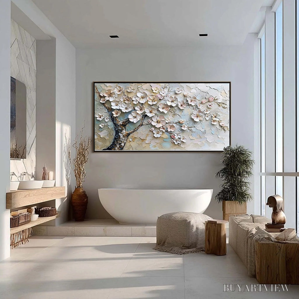 ARTOVITAS Blossom Serenade – Textured Impasto Cherry Blossom Painting - image 5