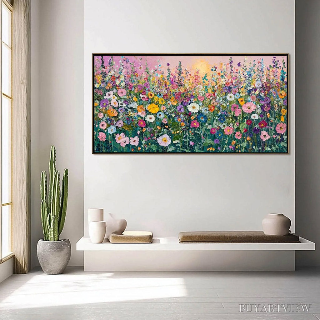 ARTOVITAS Sunlit Wildflower – Impasto Colorful Floral Field Painting - image 2