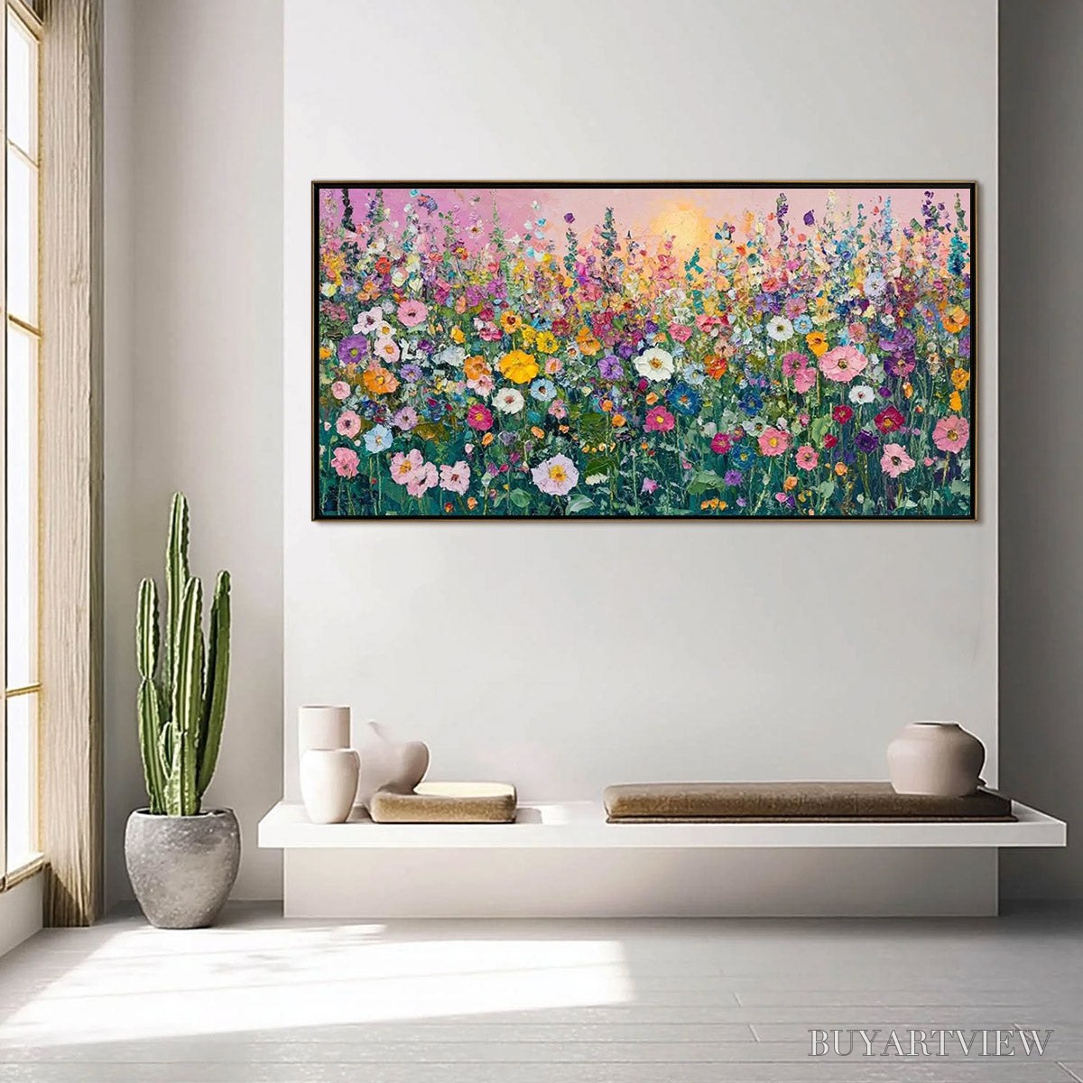 ARTOVITAS Sunlit Wildflower – Impasto Colorful Floral Field Painting - image 2