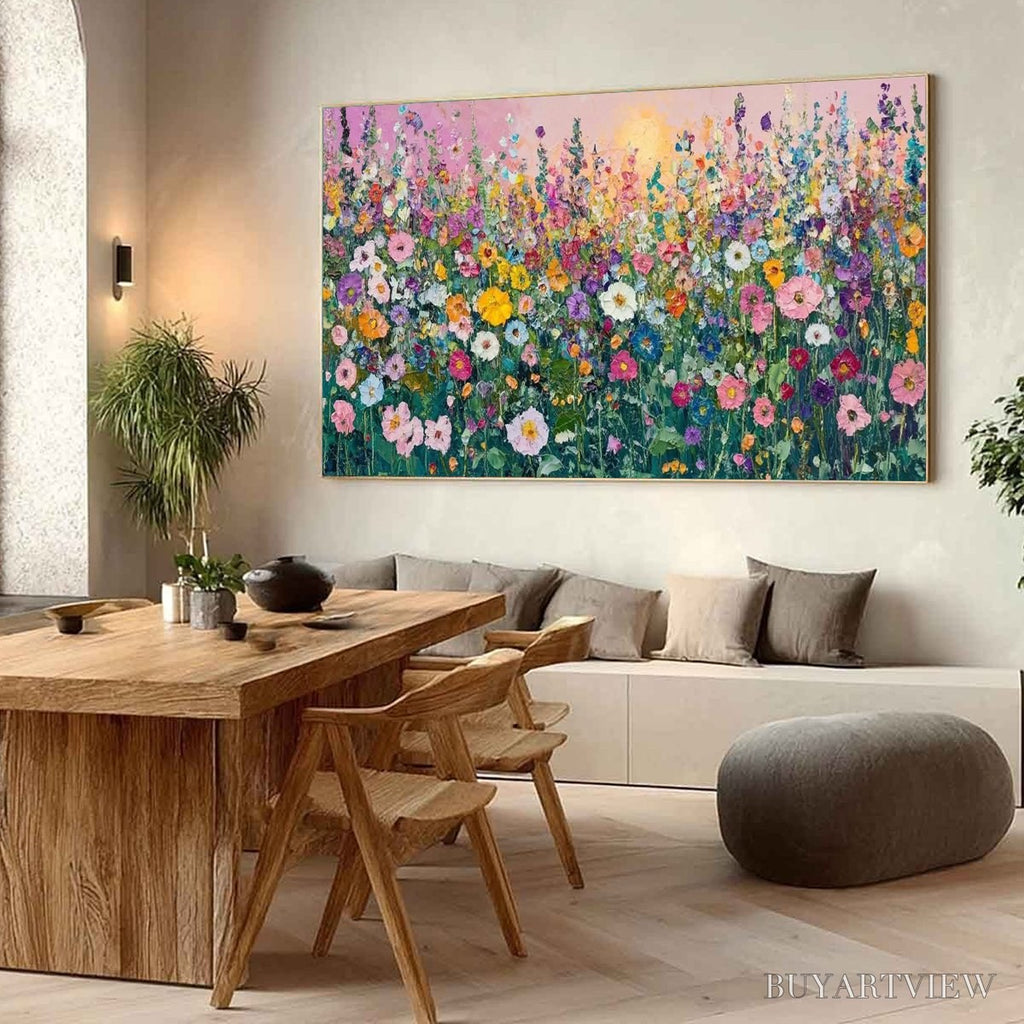 ARTOVITAS Sunlit Wildflower – Impasto Colorful Floral Field Painting - image 5