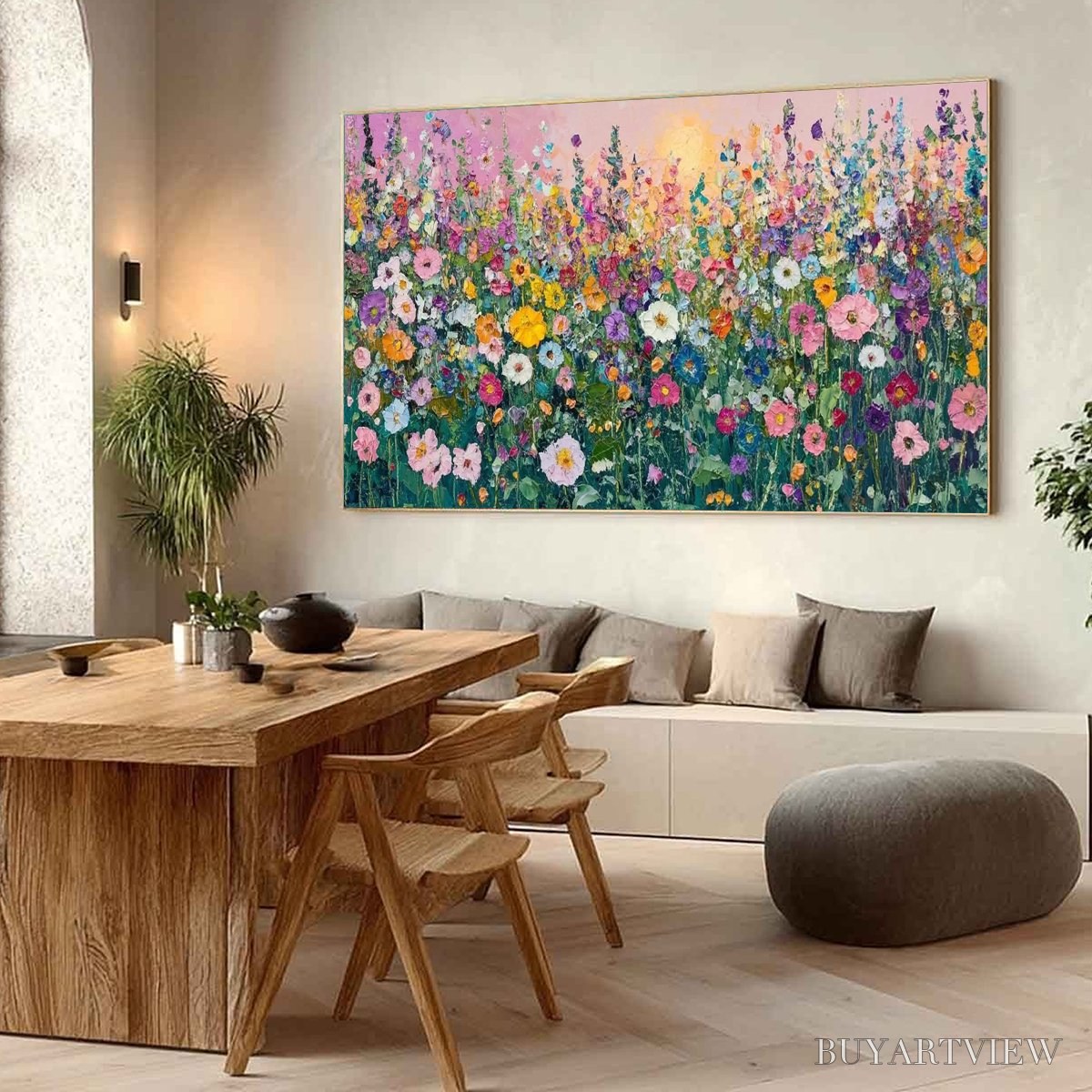 ARTOVITAS Sunlit Wildflower – Impasto Colorful Floral Field Painting - image 5