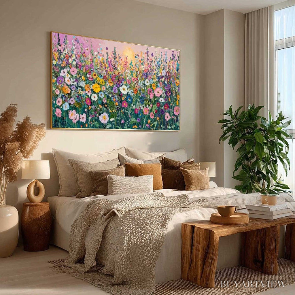 ARTOVITAS Sunlit Wildflower – Impasto Colorful Floral Field Painting - image 6