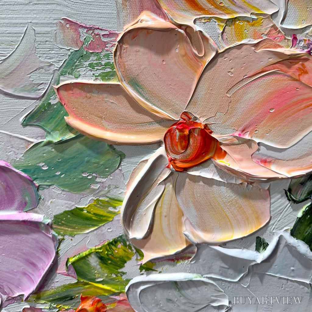 ARTOVITAS Petal Rain – Textured Impasto Floral Painting - image 3