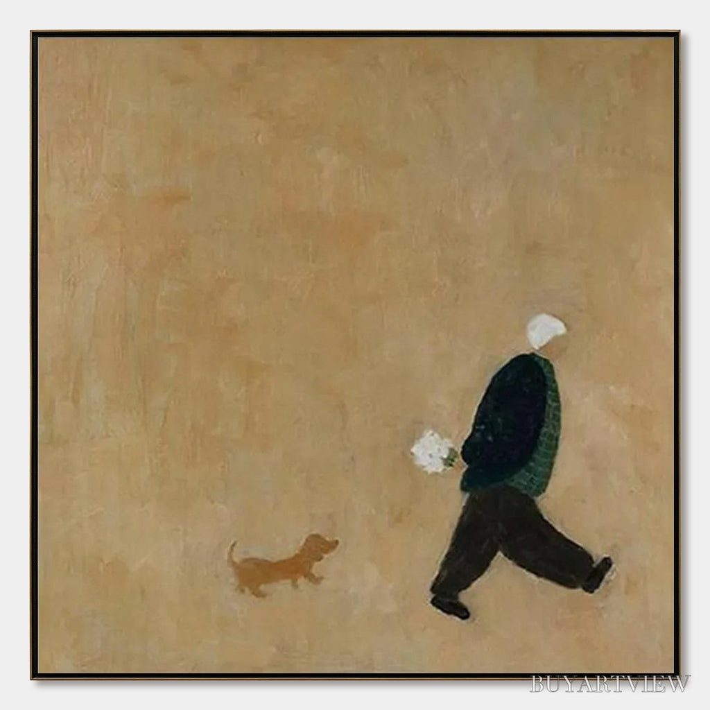 ARTOVITAS Afternoon Stroll – Minimalist Figurative Oil Painting - image 1