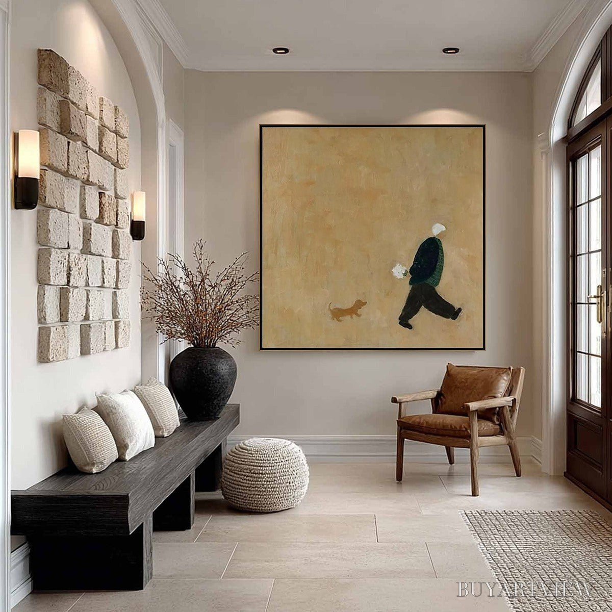 ARTOVITAS Afternoon Stroll – Minimalist Figurative Oil Painting - image 5