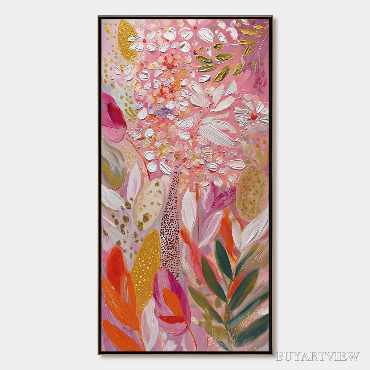 ARTOVITAS Blushing Bloom – Textured Floral Impasto Oil Painting - image 1