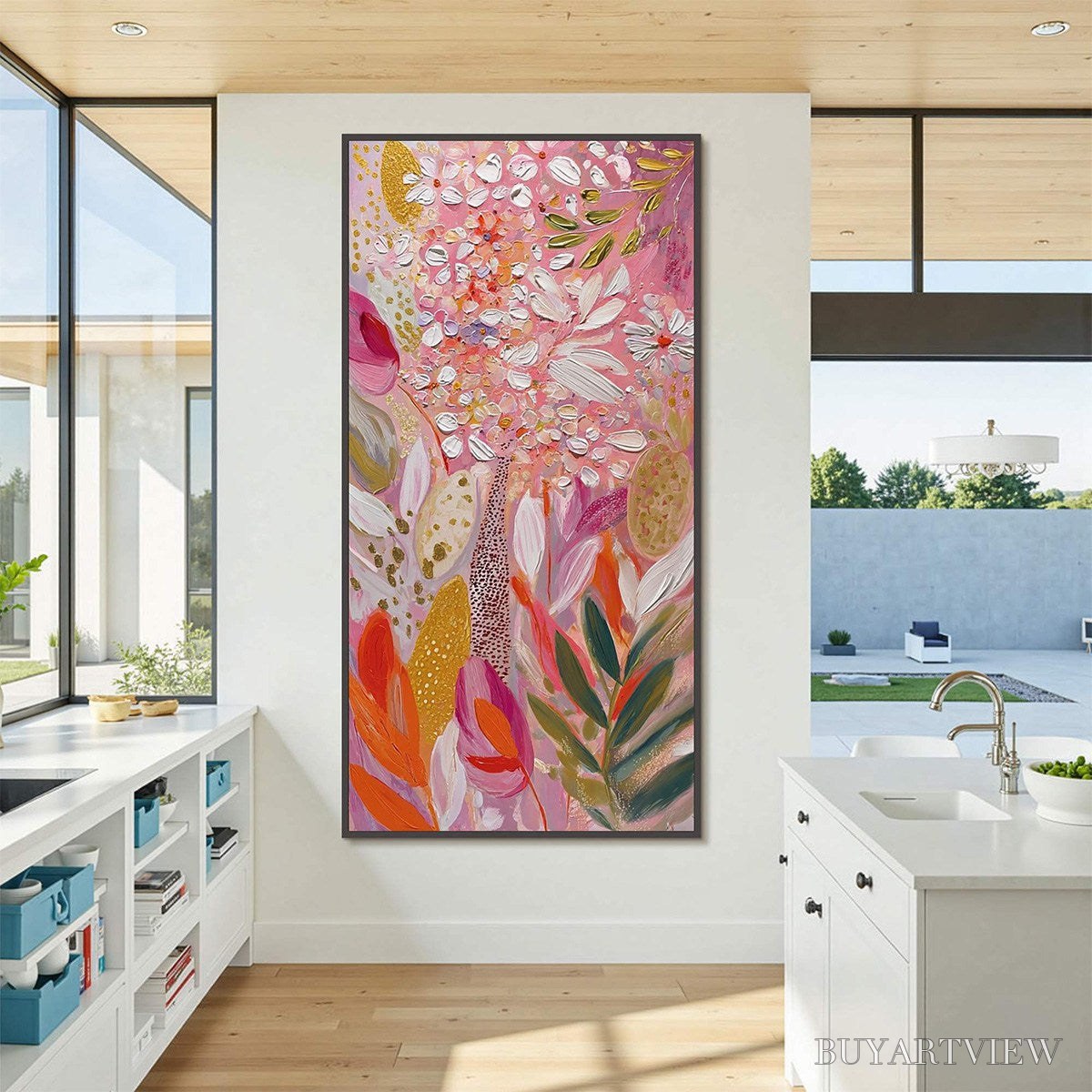 ARTOVITAS Blushing Bloom – Textured Floral Impasto Oil Painting - image 2