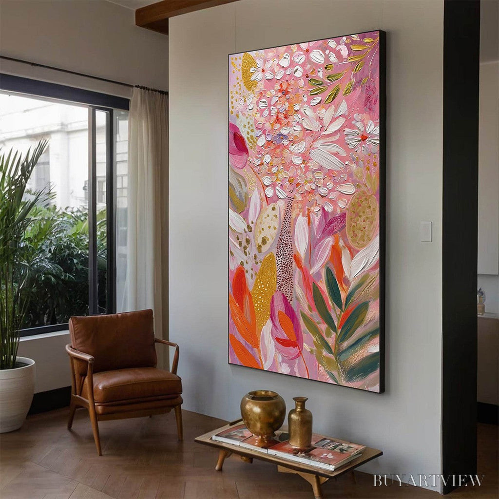 ARTOVITAS Blushing Bloom – Textured Floral Impasto Oil Painting - image 3