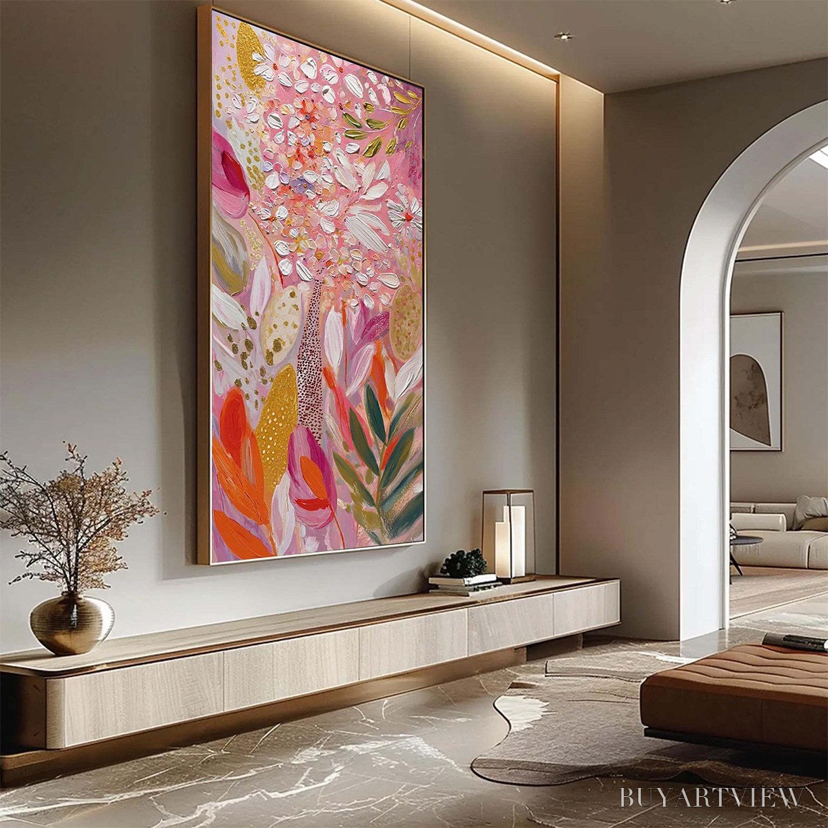 ARTOVITAS Blushing Bloom – Textured Floral Impasto Oil Painting - image 5