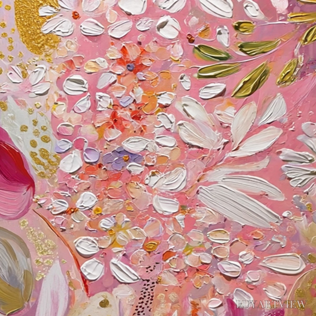ARTOVITAS Blushing Bloom – Textured Floral Impasto Oil Painting - image 6