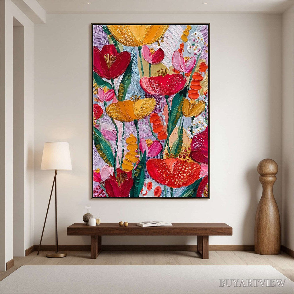 ARTOVITAS Garden Melody – Textured Impasto Floral Oil Painting - image 4