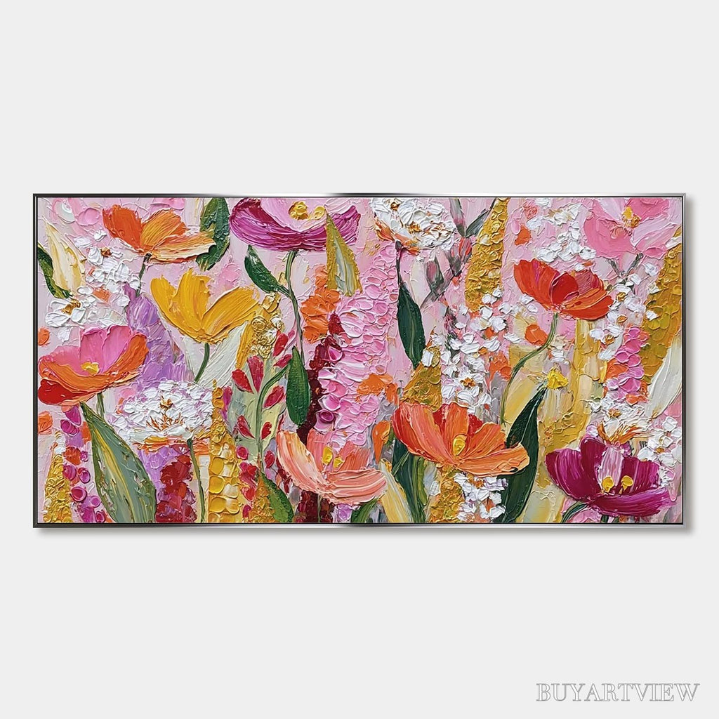 ARTOVITAS Summer Garden Rhapsody – Textured Impasto Floral Oil Painting - image 1