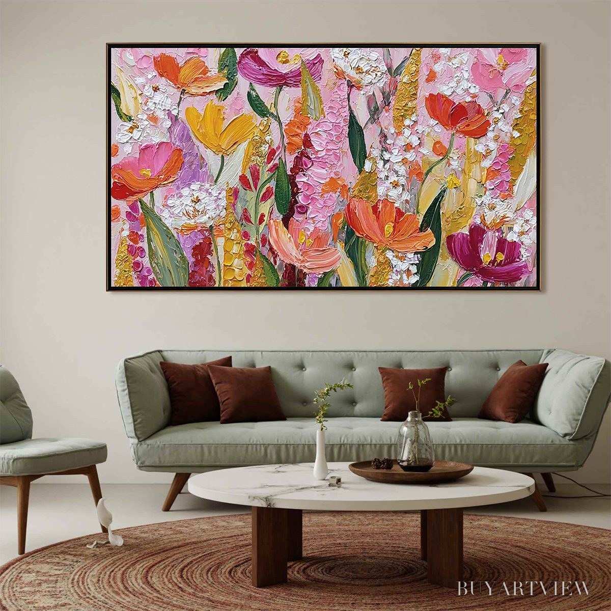 ARTOVITAS Summer Garden Rhapsody – Textured Impasto Floral Oil Painting - image 2