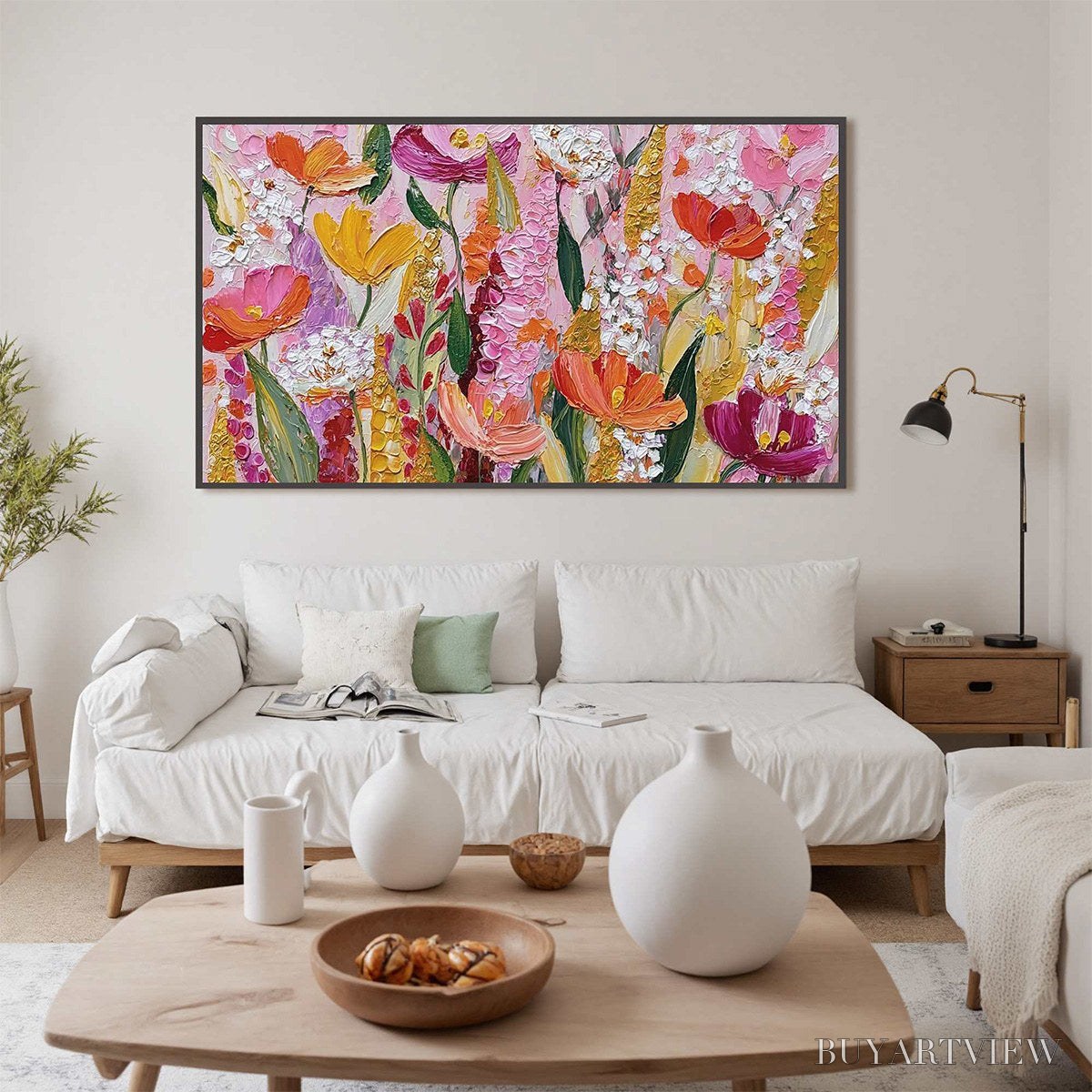 ARTOVITAS Summer Garden Rhapsody – Textured Impasto Floral Oil Painting - image 4