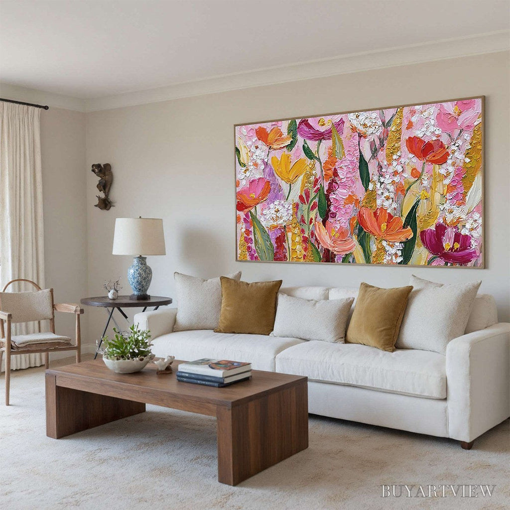 ARTOVITAS Summer Garden Rhapsody – Textured Impasto Floral Oil Painting - image 5