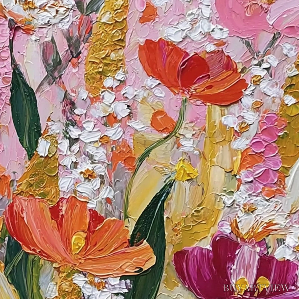 ARTOVITAS Summer Garden Rhapsody – Textured Impasto Floral Oil Painting - image 6