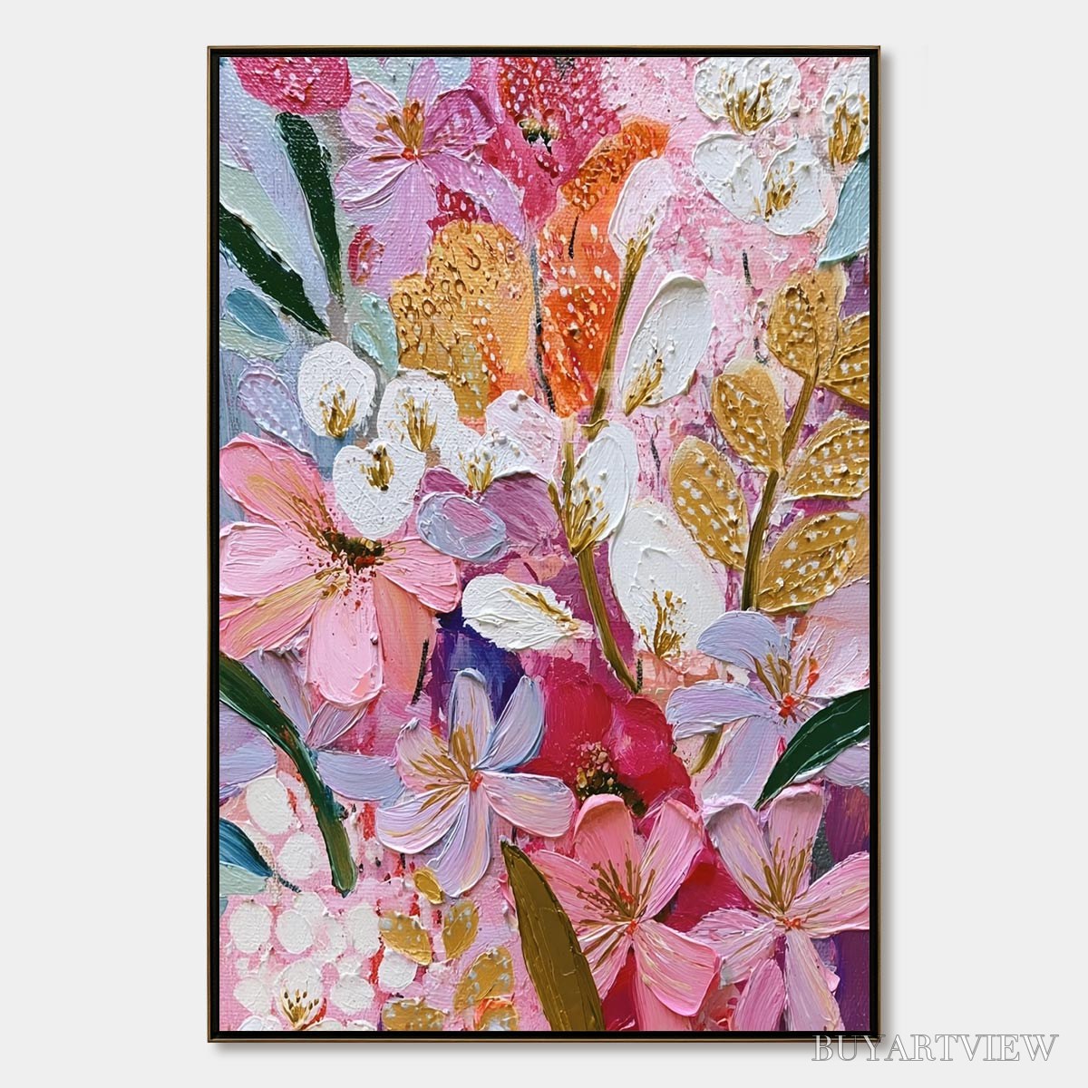 ARTOVITAS Blooming Rhapsody – Textured Impasto Floral Oil Painting - image 1