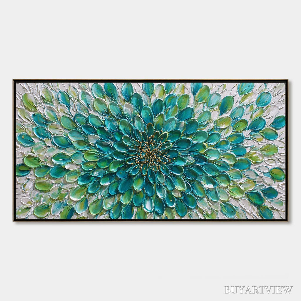 ARTOVITAS Aqua Bloom – Textured Impasto Floral Oil Painting - image 1