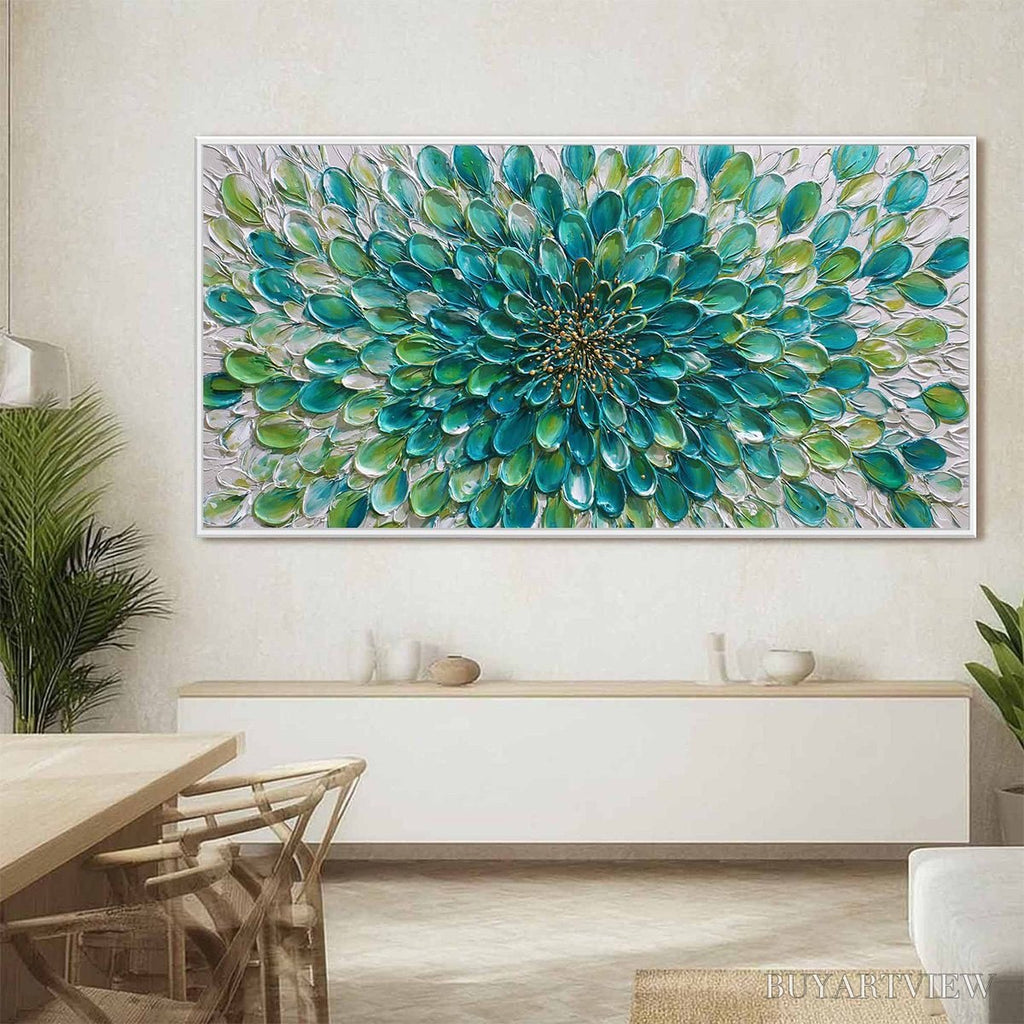 ARTOVITAS Aqua Bloom – Textured Impasto Floral Oil Painting - image 2
