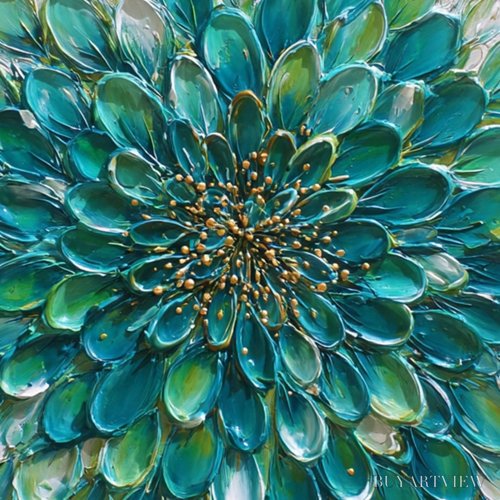 ARTOVITAS Aqua Bloom – Textured Impasto Floral Oil Painting - image 3