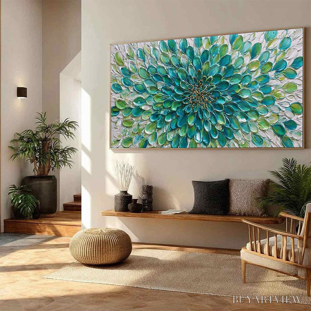 ARTOVITAS Aqua Bloom – Textured Impasto Floral Oil Painting - image 4