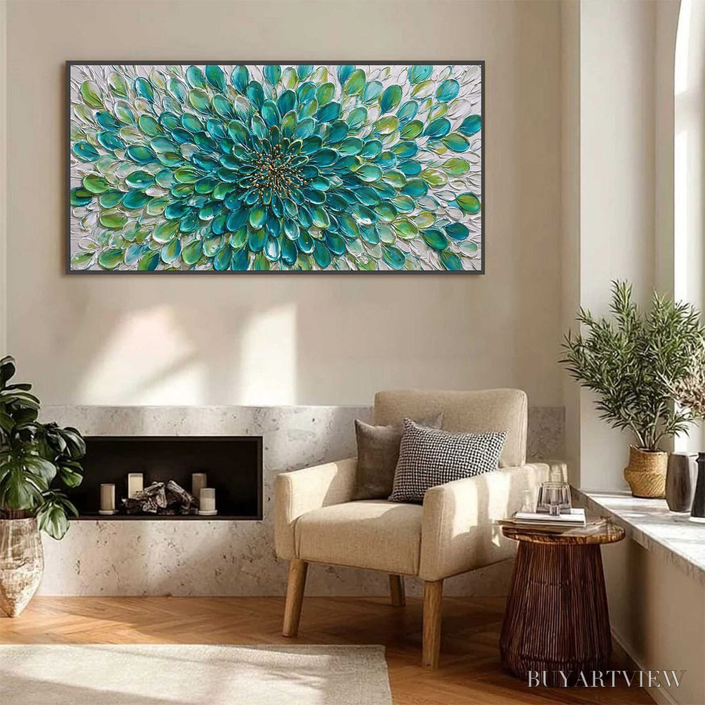 ARTOVITAS Aqua Bloom – Textured Impasto Floral Oil Painting - image 5