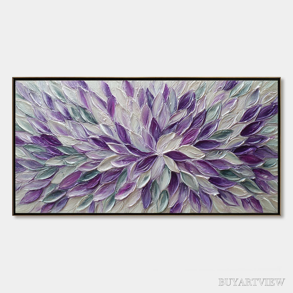 ARTOVITAS Amethyst Bloom – Textured Impasto Floral Oil Painting - image 1