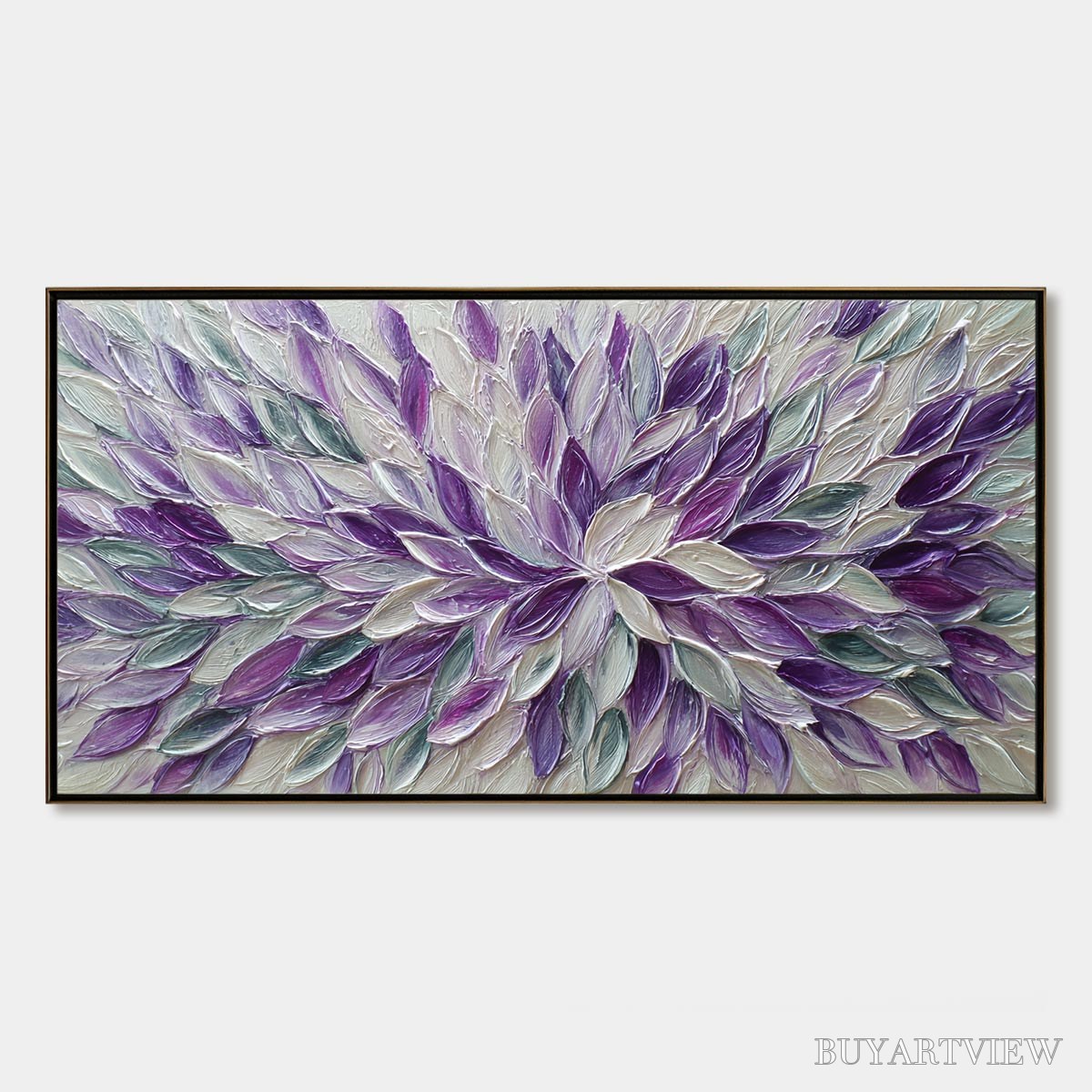 ARTOVITAS Amethyst Bloom – Textured Impasto Floral Oil Painting - image 1