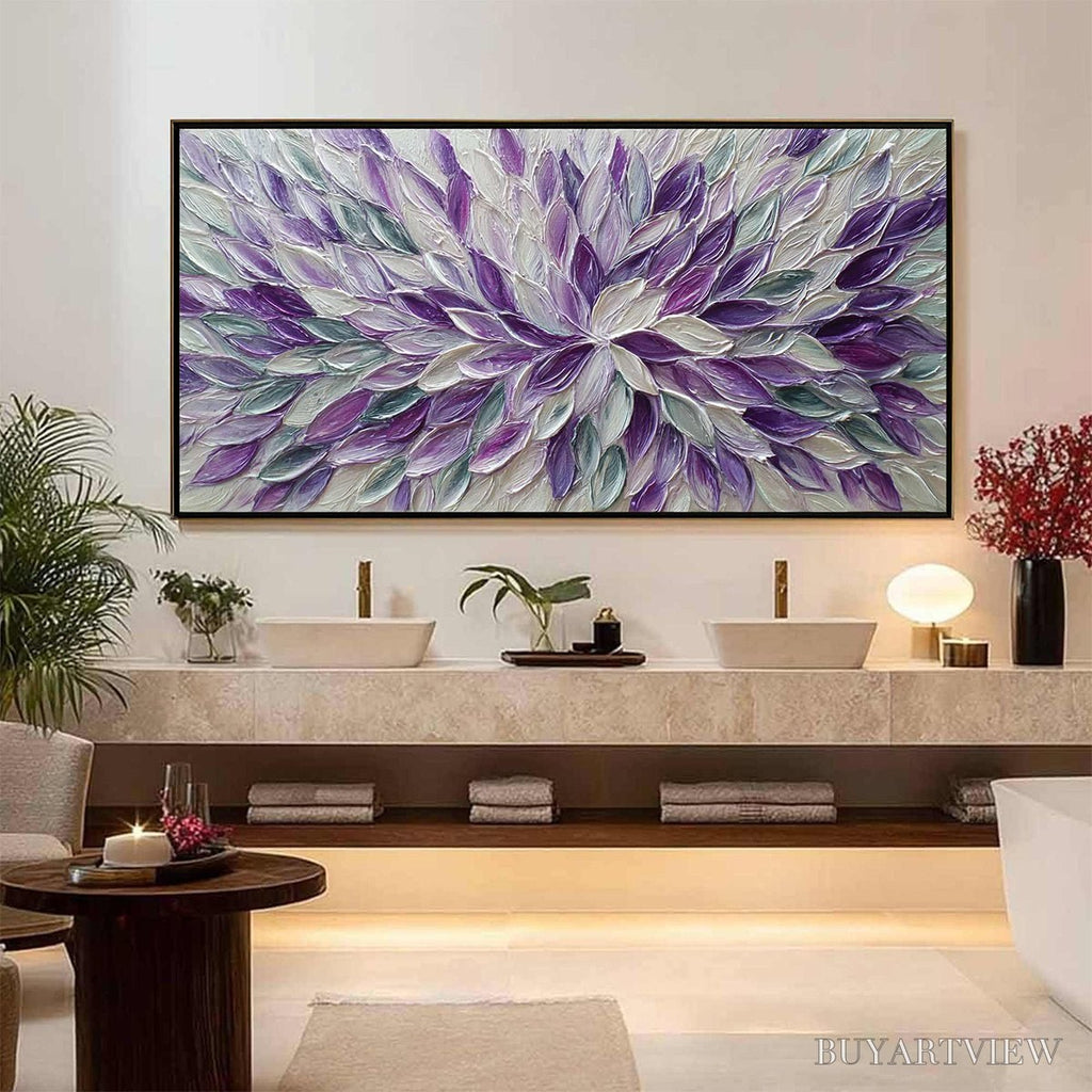 ARTOVITAS Amethyst Bloom – Textured Impasto Floral Oil Painting - image 2