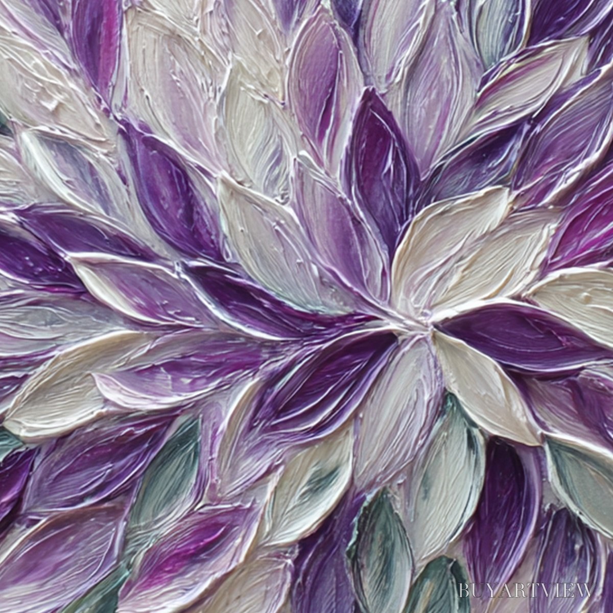 ARTOVITAS Amethyst Bloom – Textured Impasto Floral Oil Painting - image 3