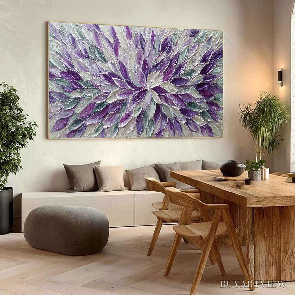 ARTOVITAS Amethyst Bloom – Textured Impasto Floral Oil Painting - image 4