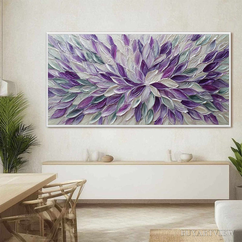 ARTOVITAS Amethyst Bloom – Textured Impasto Floral Oil Painting - image 5
