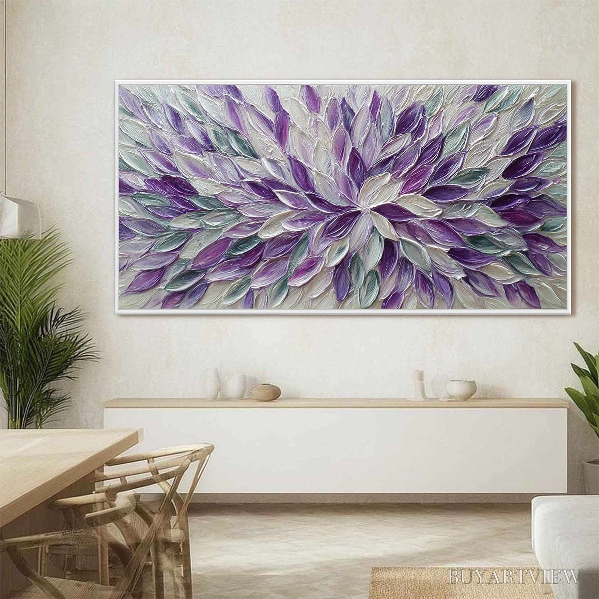 ARTOVITAS Amethyst Bloom – Textured Impasto Floral Oil Painting - image 5