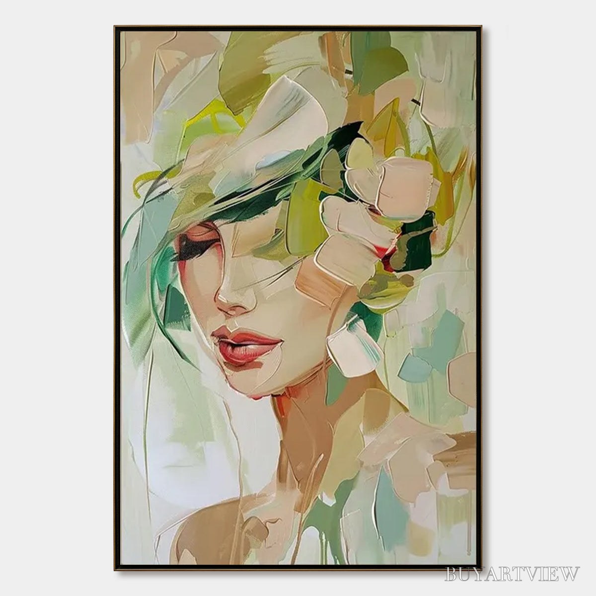 ARTOVITAS Whispers of Spring – Impressionistic Floral Portrait Oil Painting - image 1