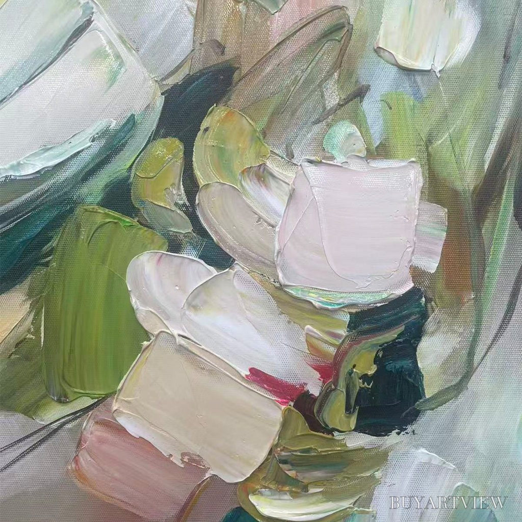 ARTOVITAS Whispers of Spring – Impressionistic Floral Portrait Oil Painting - image 6