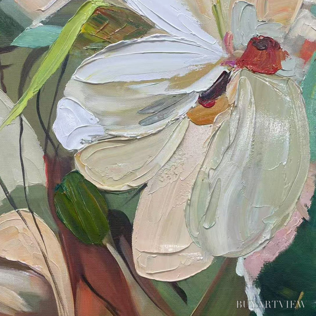 ARTOVITAS Blossoming Serenity – Impressionistic Floral Portrait Oil Painting - image 6