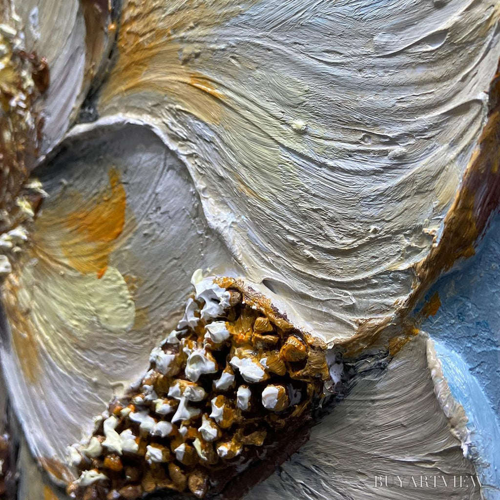 ARTOVITAS Golden Bloom – Textured Impasto Floral Oil Painting with Gold Accents - image 6