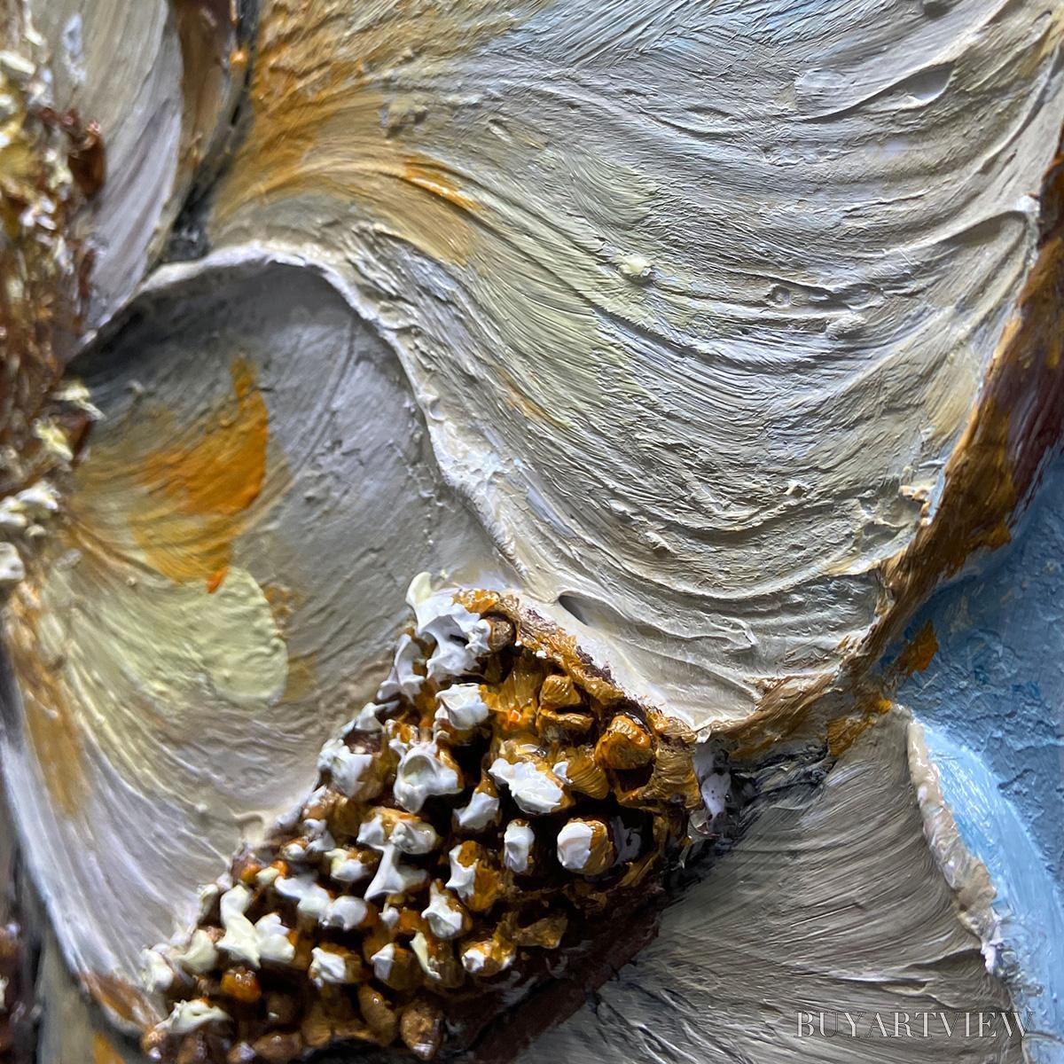 ARTOVITAS Golden Bloom – Textured Impasto Floral Oil Painting with Gold Accents - image 6