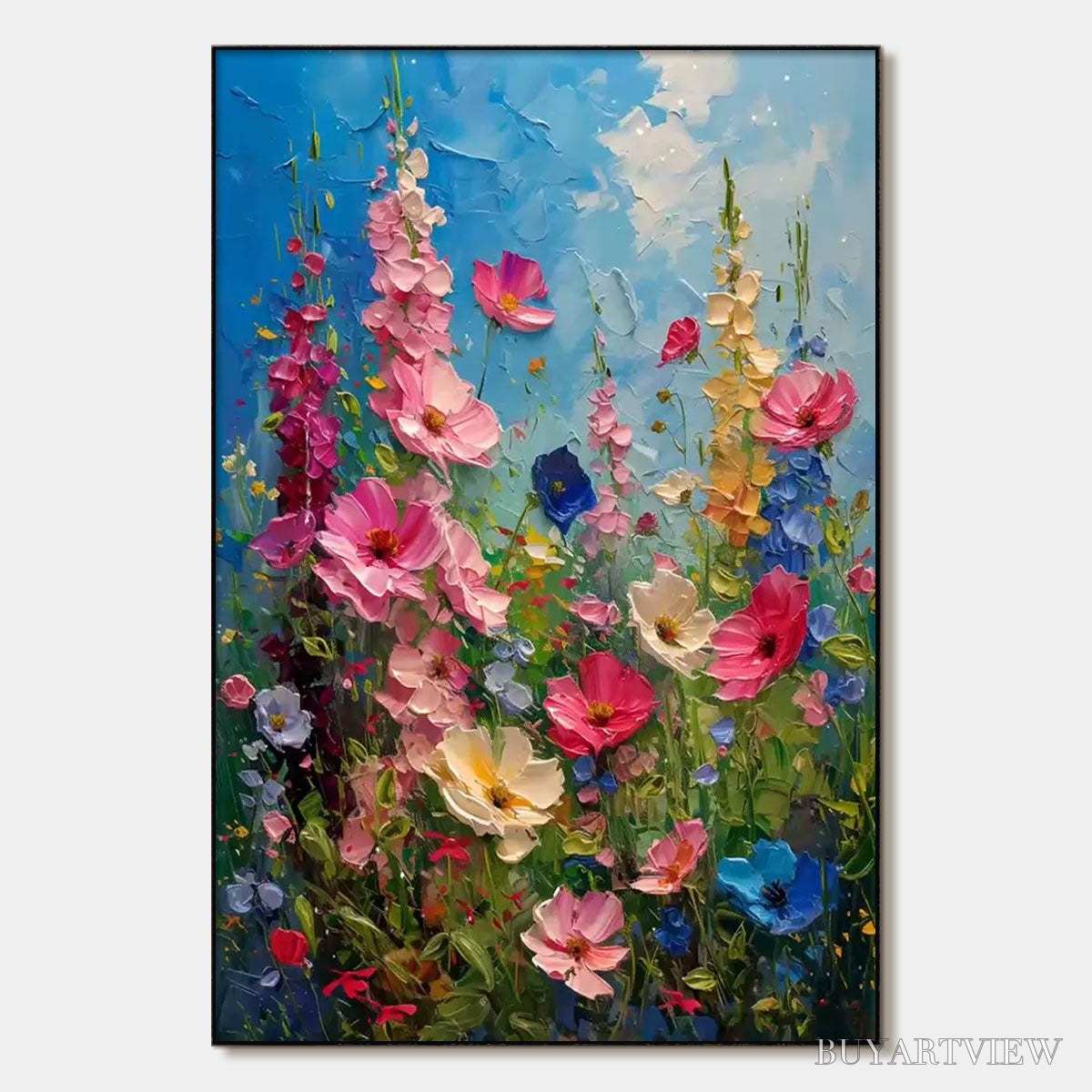 ARTOVITAS Summer Meadow Dance – Textured Impasto Floral Oil Painting - image 1