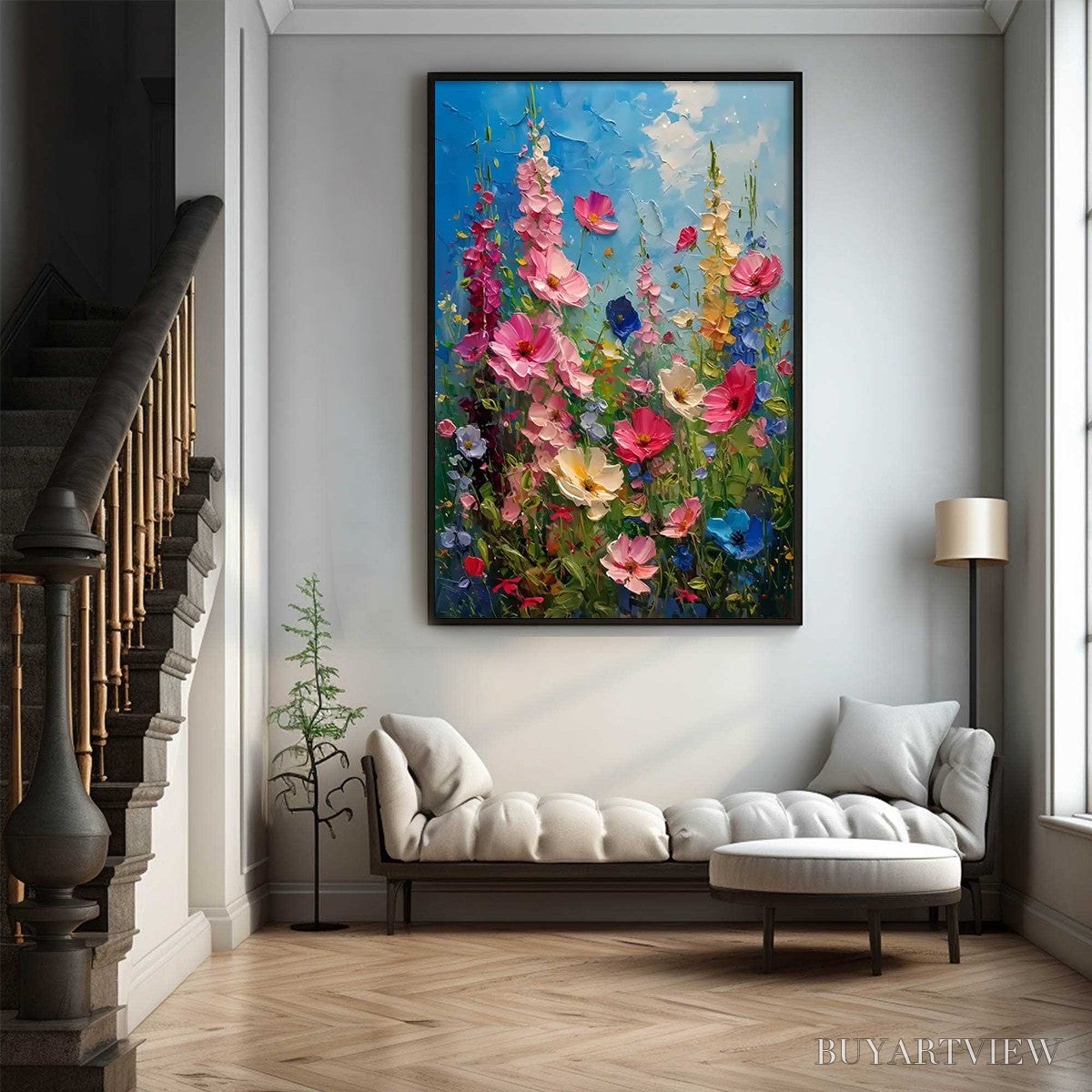 ARTOVITAS Summer Meadow Dance – Textured Impasto Floral Oil Painting - image 2