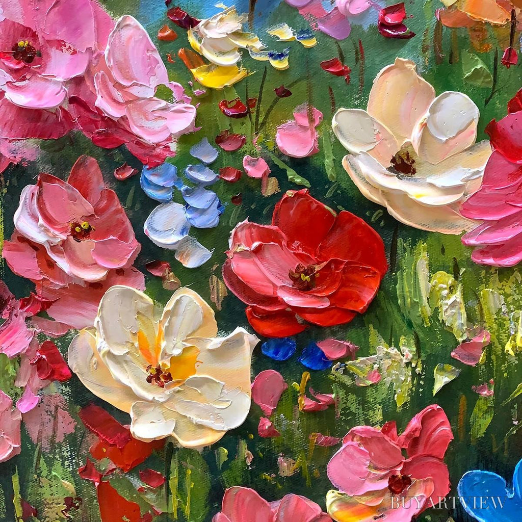 ARTOVITAS Summer Meadow Dance – Textured Impasto Floral Oil Painting - image 3