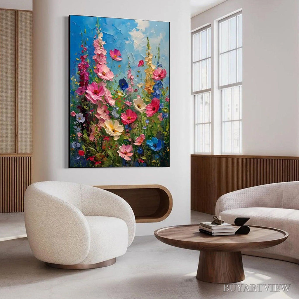 ARTOVITAS Summer Meadow Dance – Textured Impasto Floral Oil Painting - image 4