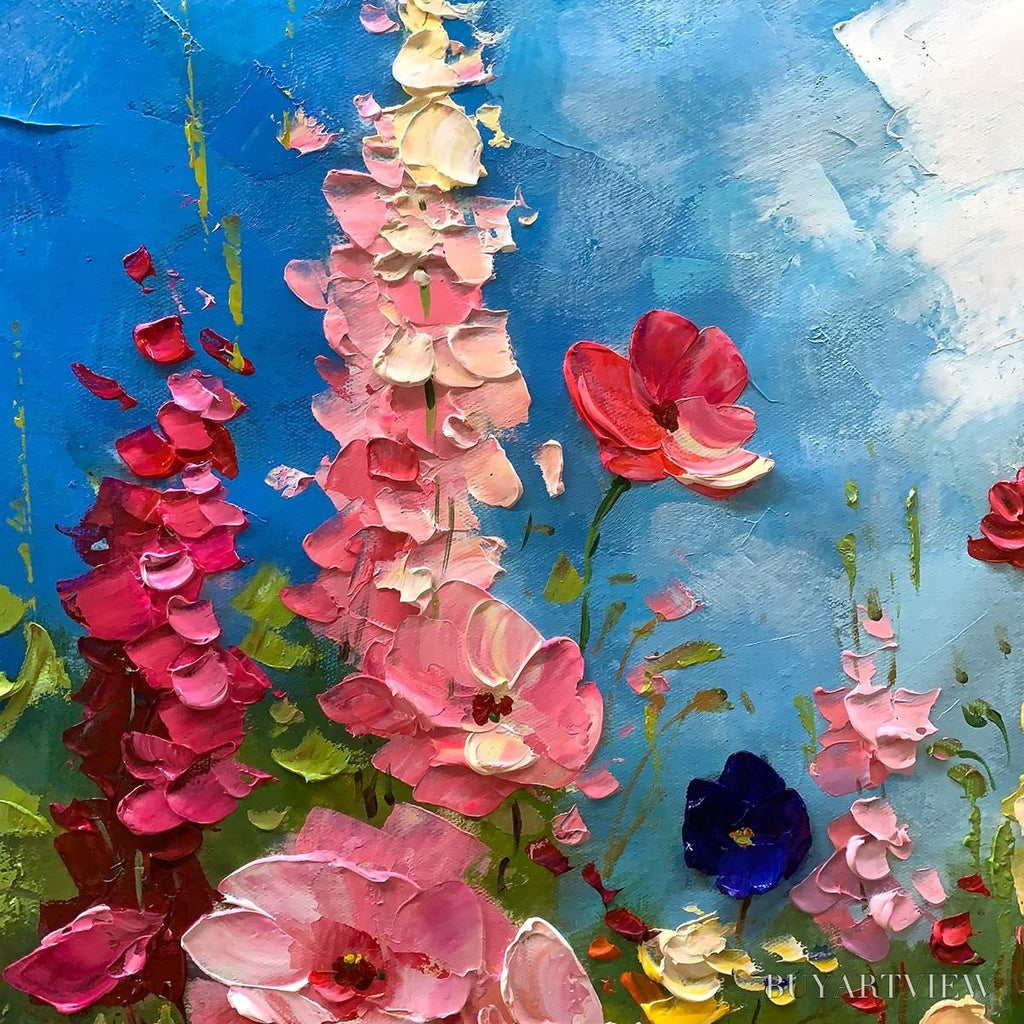 ARTOVITAS Summer Meadow Dance – Textured Impasto Floral Oil Painting - image 5
