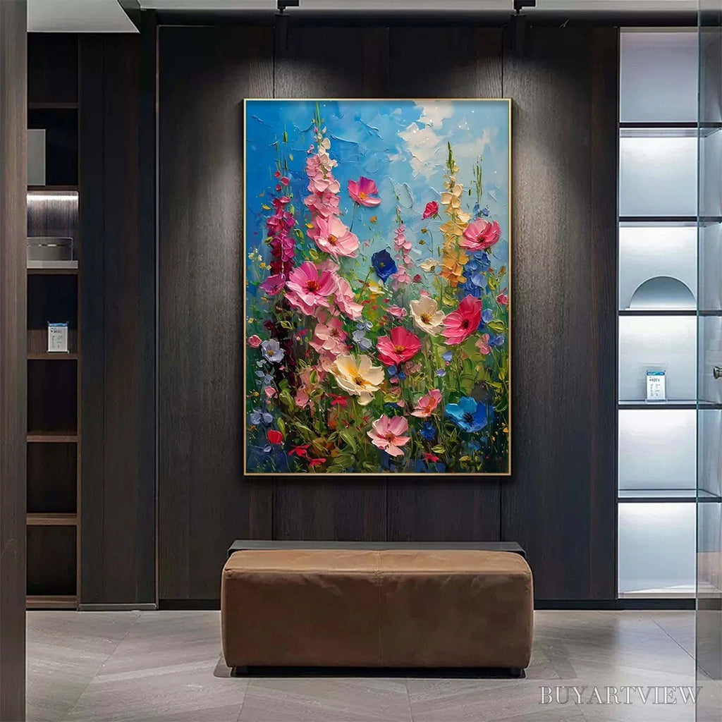 ARTOVITAS Summer Meadow Dance – Textured Impasto Floral Oil Painting - image 6