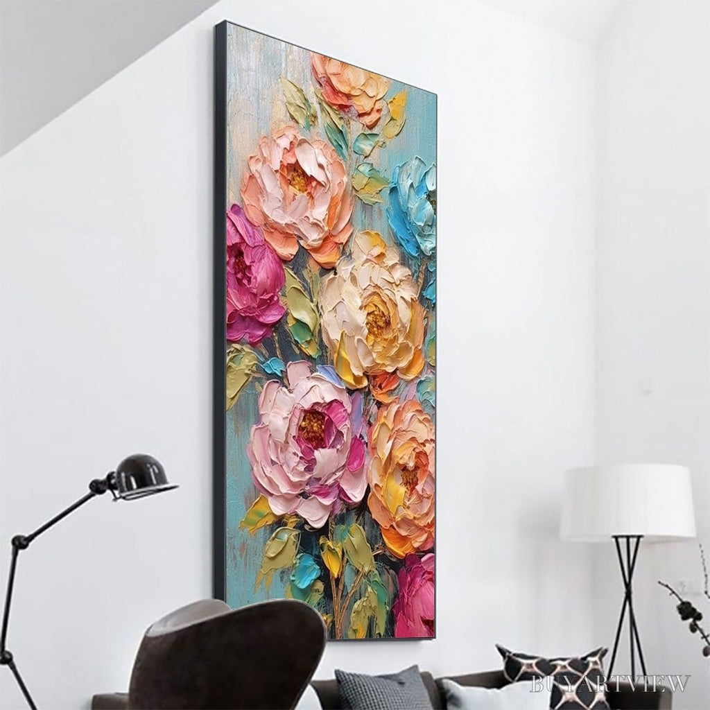 ARTOVITAS Sweet Peony Rhapsody – Textured Impasto Floral Oil Painting - image 4