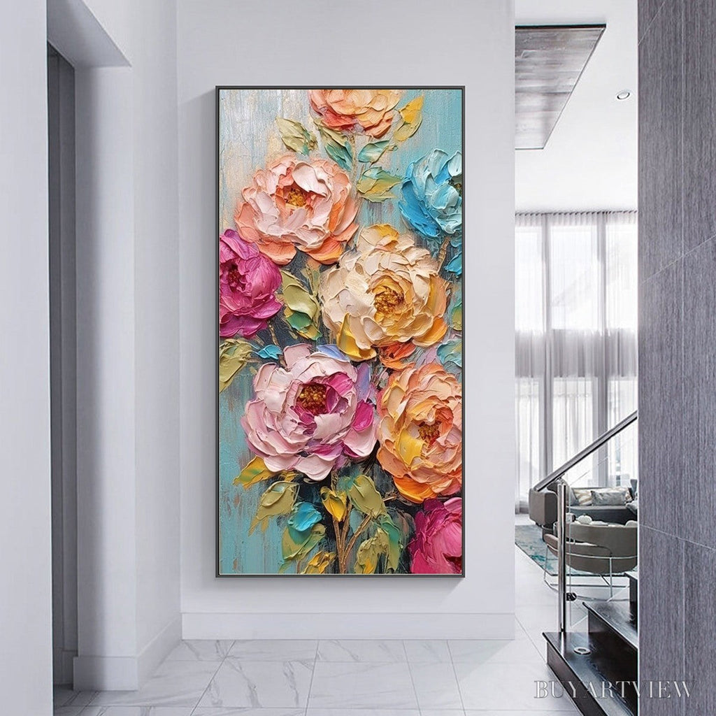 ARTOVITAS Sweet Peony Rhapsody – Textured Impasto Floral Oil Painting - image 6