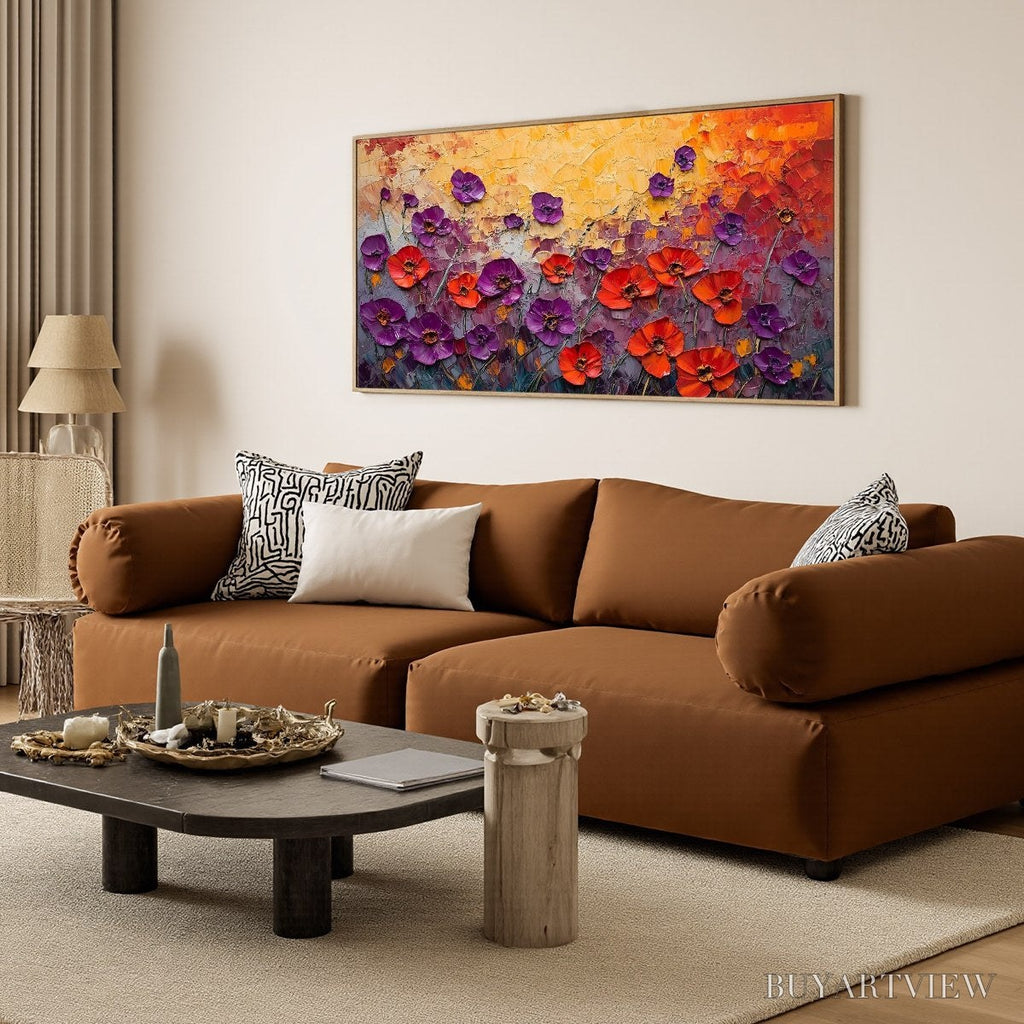 ARTOVITAS Poppy Field Symphony – Textured Impasto Floral Oil Painting - image 4