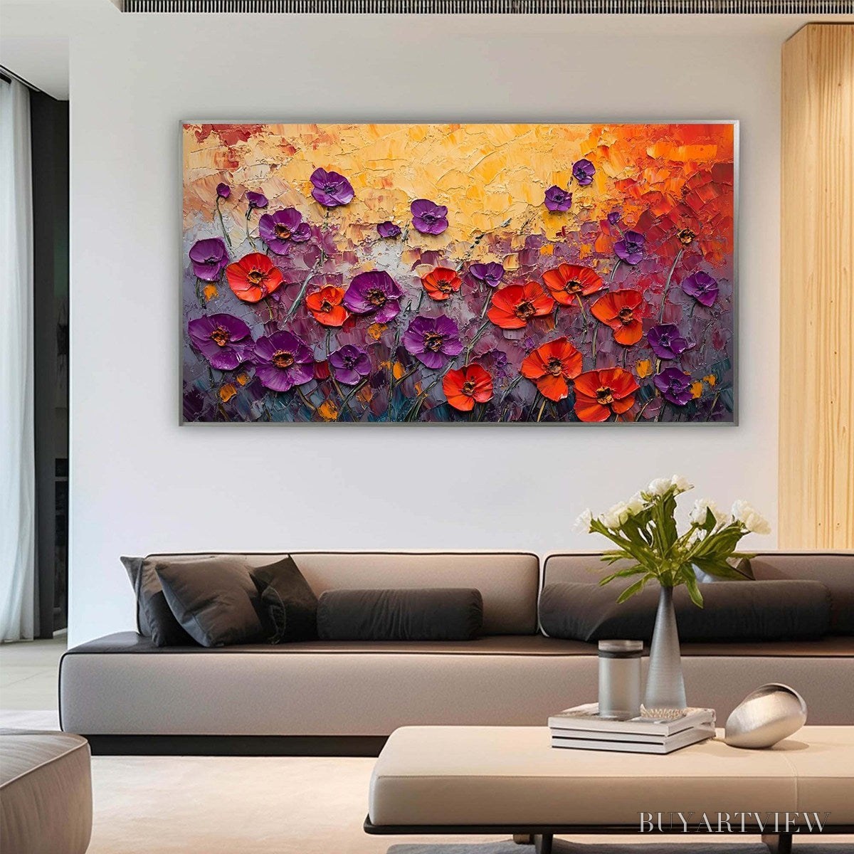 ARTOVITAS Poppy Field Symphony – Textured Impasto Floral Oil Painting - image 6
